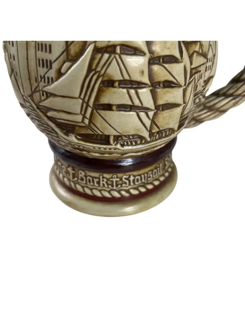 Vintage Avon Ceramic Beer Stein Broken‎ Pewter Lid Nautical Scene 1977